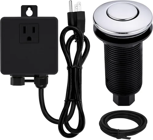 Miniatura 14 de Kit de Interruptor de Aire SinkTop para Triturador de Basura con Botón Largo, Cubierta Hecha de Latón, UL, Negro Mate