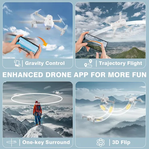 Miniatura 5 de Mini dron para niños, drones con cámara para adultos, dron para niños con control de gestos, inicio/aterrizaje con una tecla, volteretas 3D, vuelo
