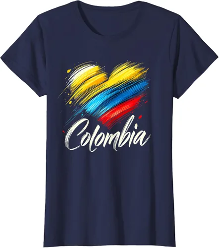 Miniatura 35 de Camiseta de orgullo colombiano con corazón de la bandera de Colombia