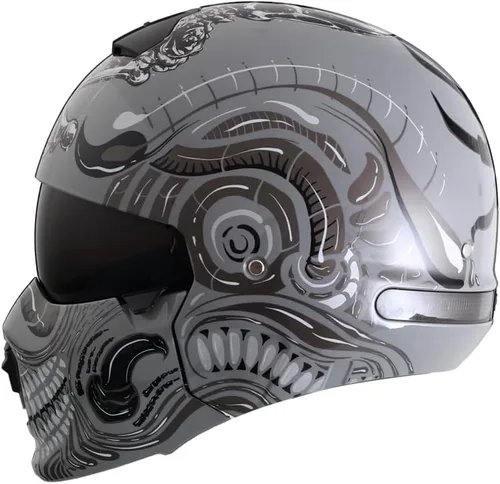 Miniatura 2 de Casco de cara abierta de cara completa, cascos modulares de motocicleta con luz LED para adultos, unisex, para adultos, scooter, bicicleta de calle