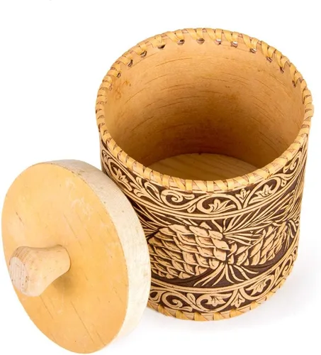 Miniatura 3 de Contenedor de cocina de madera de abedul con conos de pino y corteza de 6.0 in