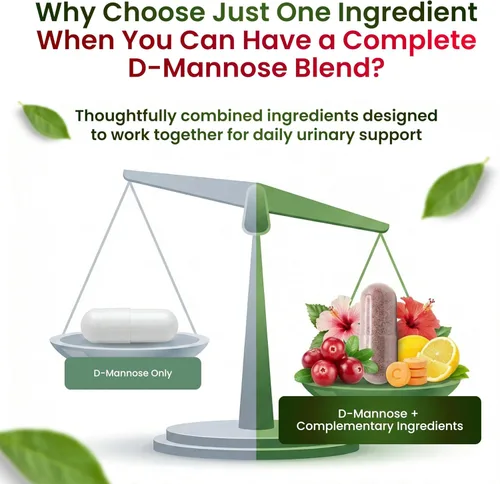 Miniatura 3 de Cápsulas de D-manosa de 1000 mg de ForestLeaf - D-Manosa con arándano rojo, hibisco y vitamina C, salud del tracto urinario para mujeres y hombres