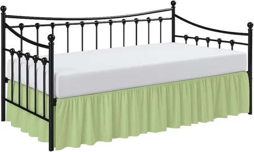 Miniatura 12 de Cottington Lane Falda para Cama Nido con Esquinas Divididas Tamaño Individual Falda de Cama con Volantes Fruncidos Recolectores de Polvo Caída de 16