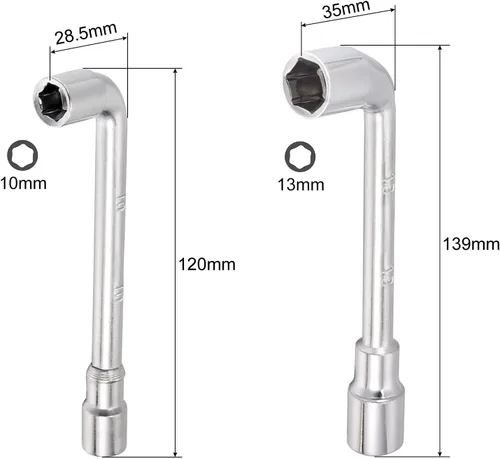 Miniatura 2 de uxcell Llave hexagonal abierta en forma de L métrica de 0.394 in y 0.512 in
