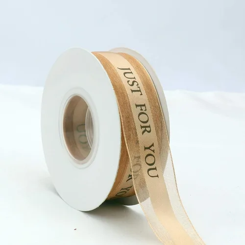 Miniatura 3 de Cinta de gasa champán de 1 pulgada, cinta Just for You para fiestas de vacaciones, decoraciones de boda, envoltura de regalo de 22 yardas