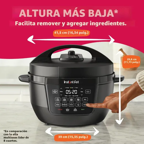 Miniatura 5 de Instant Pot 7.5QT RIO Wide, multicocina eléctrica 7 en 1, olla a presión, cocción lenta, arroz, vaporera, salteado, yogur y calentador, base ancha