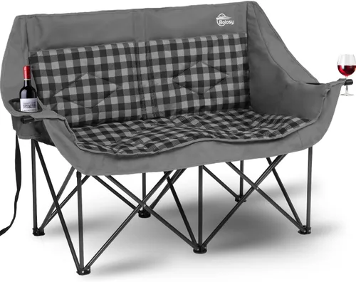 Miniatura 9 de Bolosy Silla de Camping para 2 Personas Silla de Camping Loveseat Silla de Camping Doble Plegable Extra Grande Silla de Camping Resistente Silla