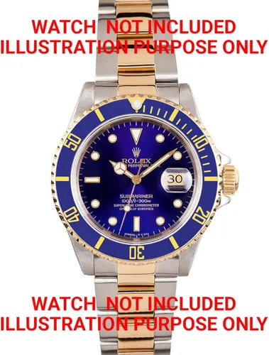 Miniatura 5 de Ewatchparts Bisel e inserto compatible con Rolex Submariner Serti 18 quilates 16613 oro real azul dorado