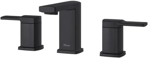 Pfister Deckard LG49DAPB - Grifo de lavabo de baño, 8 pulgadas de ancho, 2 asas, 3 agujeros, acabado negro mate, LG49DAPB Mate negro