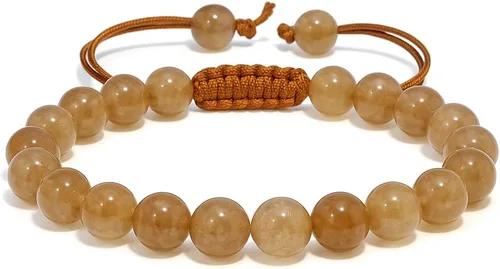 Miniatura 273 de Adjustable Crystal Bracelet – Gemstone Bead Bracelet with Adjustable Macrame String – Chic Gemstone Bracelet for Men and Women – 8mm Round Healing