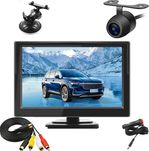 Cámara de respaldo con monitor de 5 pulgadas Fácil instalación: Plug-Play Líneas de guía DIY Visión nocturna clara HD 1080P Cámara de visión trasera