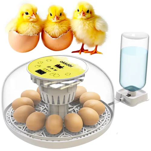Miniatura 8 de Okkobi M12 - Incubadora de huevos con girador automático y control de humedad, 12/24 huevos, vista de 360°, fácil de usar y limpiar, Incubadora