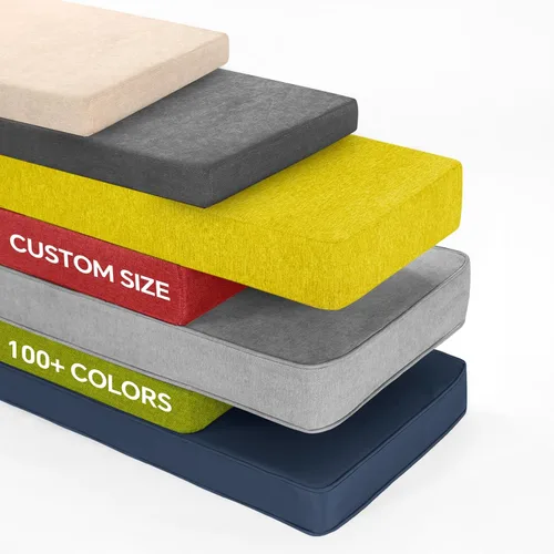 Focuprodu Cojín de banco personalizado, cojines de muebles de patio de tamaño personalizado vienen con correas, cojín de asiento de ventana funda