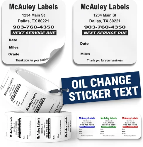 Miniatura 10 de McAuley Labels Calcomanías personalizadas para cambio de aceite, parabrisas, jamba de puerta, duraderas, fáciles de escribir, fáciles de despegar