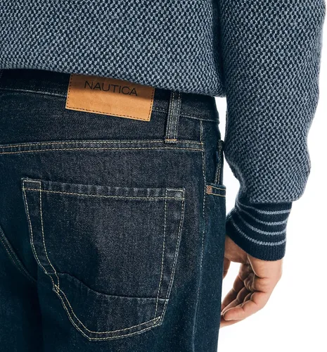 Miniatura 3 de Nautica Pantalones de mezclilla para hombre, de ajuste holgado, con 5 bolsillos