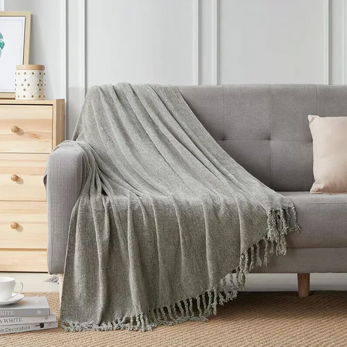 Miniatura 23 de Bourina - Manta de chenilla de punto, ligera, suave, acogedora, para cama, sofá, silla