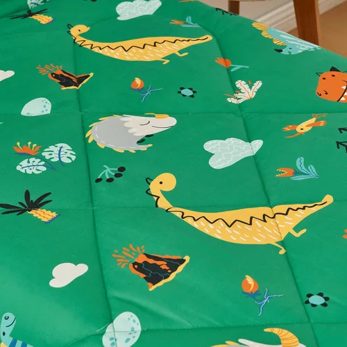 Miniatura 4 de beeweed Juego de ropa de cama de dinosaurio de 4 piezas para niños y niñas, diseño de 2 lados, incluye 1 edredón, 1 sábana bajera, 1 sábana encimera