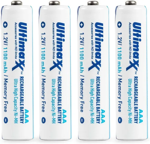 Miniatura 7 de Ultimaxx Cargador con baterías, cargador de batería de 8 puertos y 2 pilas AAA de 1100 mAh (4 piezas) sin memoria, recargable, Ni-MH