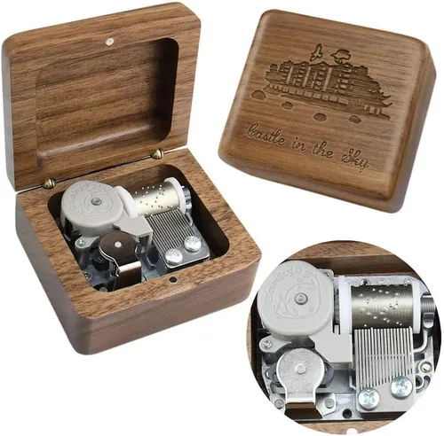 Miniatura 10 de Caja de música Sinzyo con mecanismo de madera tallada clásica, caja musical de regalo para cumpleaños, día de San Valentín, Navidad