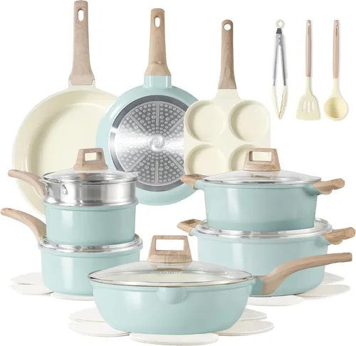 Miniatura 7 de CAROTE 10Pcs Pots and Pans Set Nonstick, Non Stick Cooking Set w/Frying Pans & Saucepans, Induction Kitchen Cookware Set Blanco