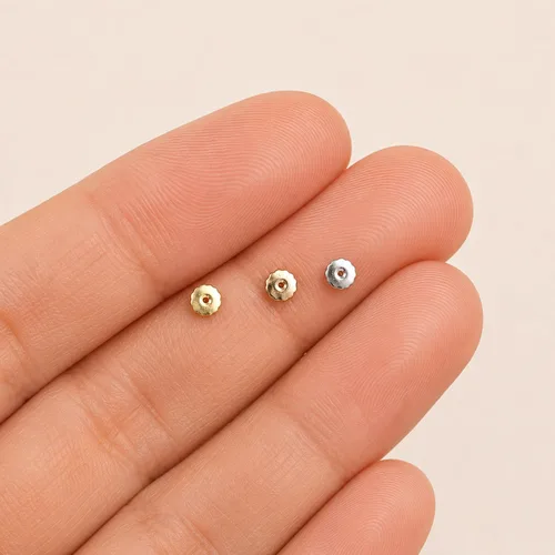 Miniatura 4 de Everyday Elegance Pendientes sólidos de oro blanco de 14 quilates con dos piezas de repuesto para parte trasera de arete Tornillo roscado
