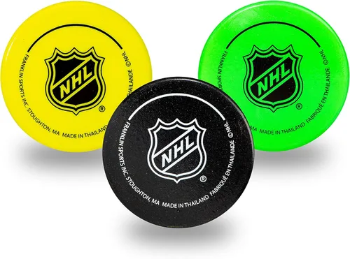 Franklin Sports Mini Discos de Espuma para Hockey - Discos de Hockey de Rodillas en Interior para Niños - Paquete de 3 Discos de Espuma Blanda -