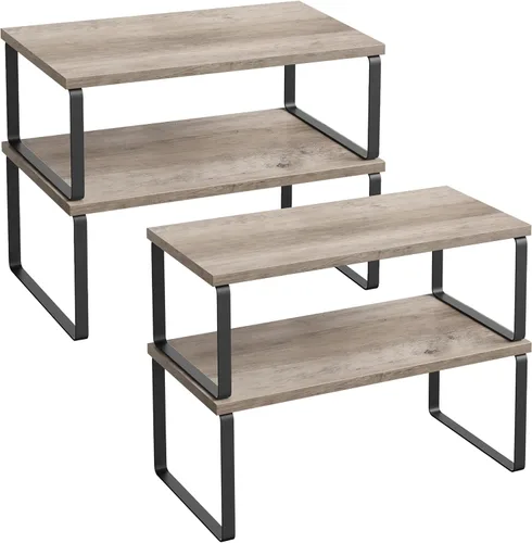 Miniatura 14 de SONGMICS Estante organizador de gabinete, juego de 4 estantes de encimera de cocina, almacenamiento de cocina, estante de especias, apilable, Tinta