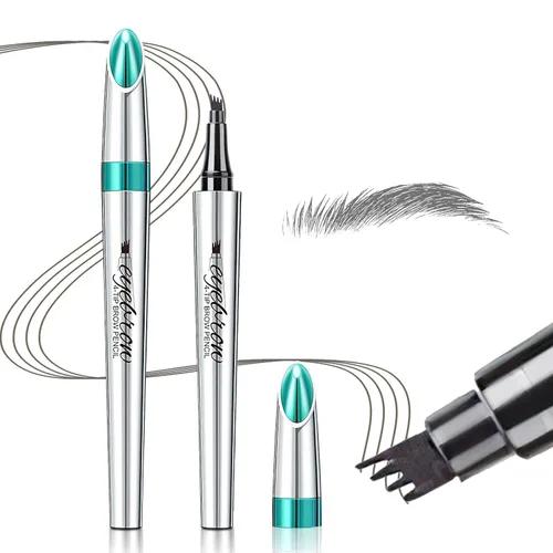 Miniatura 14 de Lápiz de cejas Microblading de 4 puntos para levantar cejas y arrebatar, maquillaje de ojos de larga duración, impermeable, cabello natural