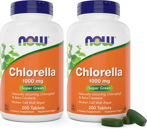 Miniatura 7 de Now Chlorella Tablets, 1000 mg, 200 tabletas - Microalgas de primera calidad sin OMG - Suplemento superalimenticio verde