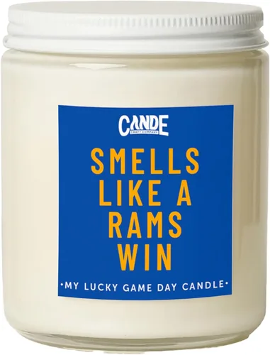 CE Craft - Vela de Victoria de los Rams - Regalo Temático de Fútbol para Él (Roble de Vainilla)