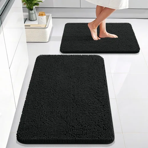 Miniatura 86 de OLANLY Juego de alfombras de baño de 2 piezas, alfombras de baño de chenilla suave y absorbente y alfombra de contorno en forma de U para inodoro