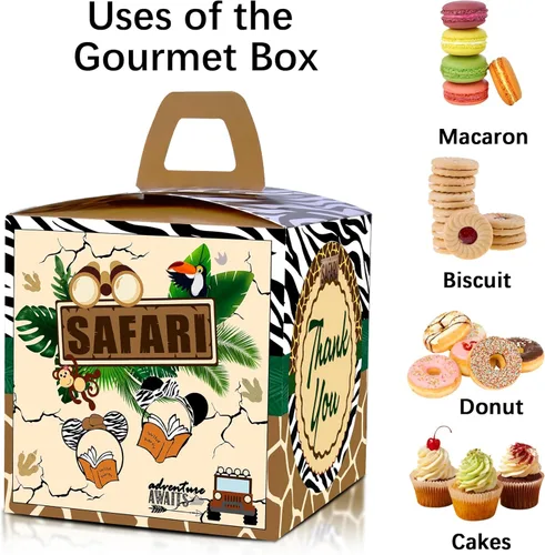 Miniatura 2 de 24 cajas de golosinas de regalo para fiesta de safari de ratón de la selva, animales de safari tropical, Let's Go Wild One cumpleaños, revelación