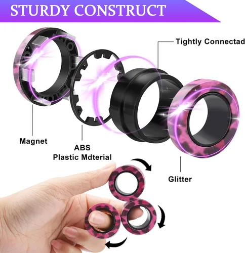 Miniatura 2 de Cevioce Juego de 9 Anillos Magnéticos Fidget, Juguetes Fidget Magnéticos para TDAH y Ansiedad para Adultos, Anillos Fidget Spinner para Alivio