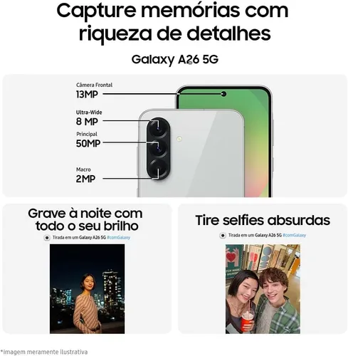 Miniatura 3 de Samsung Galaxy A26 5G con IA 256GB, 8GB, Doble SIM 6.7" 120Hz AMOLED, resistente al agua IP67, Android 15 Modelo internacional desbloqueado