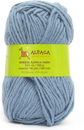 Miniatura 6 de Mezcla de lana de alpaca, 1 madeja de 3.53 onzas, peso peinado, celestial, suave y perfecto para tejer y tejer a ganchillo (aguamarina, peso peinado)