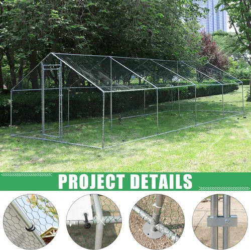 Miniatura 3 de NUGRIART Jaula grande de metal para gallinas, jaula de aves de corral, jaula para patos, casa con cubierta impermeable y anti-UV, galvanizada