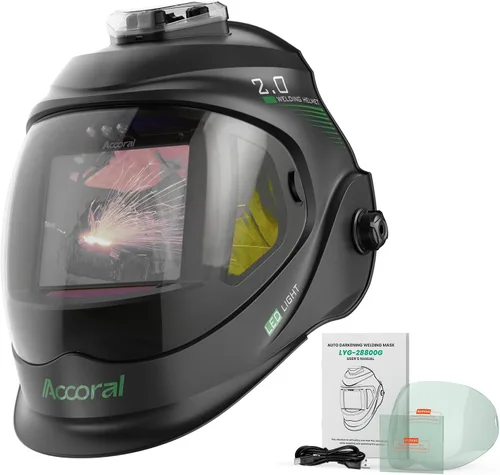 Miniatura 11 de 1/1/1/1 Casco de soldadura con oscurecimiento automático de visualización amplia, color real, funciona con energía solar, con sombra ancha