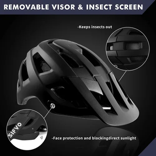 Miniatura 5 de Casco de bicicleta, cascos de bicicleta SIFVO para hombres y mujeres, casco de bicicleta de montaña con visera, cascos para adultos a jóvenes, casco