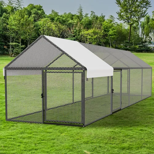 Miniatura 9 de NUGRIART Gallinero de Metal con Cubierta Impermeable, 79"x40"x40" Jaula Portátil para Aves de Corral, Gallinero Exterior para Patio Trasero Granja