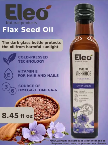 Miniatura 2 de Eleo Siberian - Aceite de linaza natural de grado alimenticio, vegano extra virgen y prensado en frío para uso interno y externo, 8.5 fl oz 8.5 fl