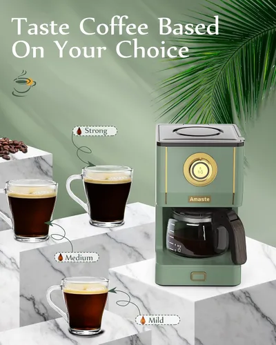 Miniatura 6 de Amaste Cafetera verde y hervidor eléctrico retro blanco