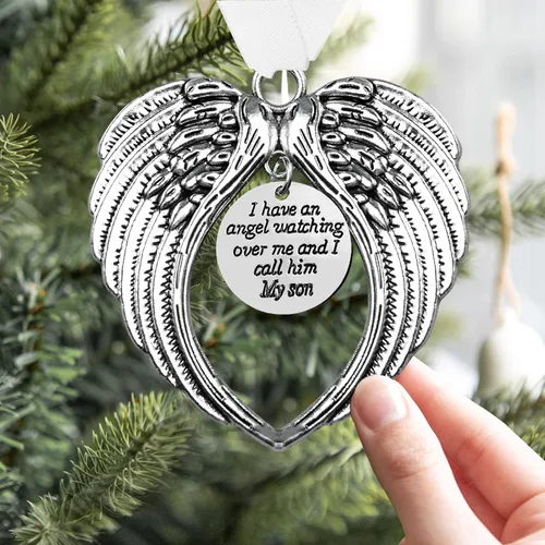 Miniatura 8 de Adornos Colgantes Conmemorativos de Navidad Alas de Ángel, Regalos de Memoria Colgante "I Have a Angel Watching Over Me I Call Her Aunt", Regalo