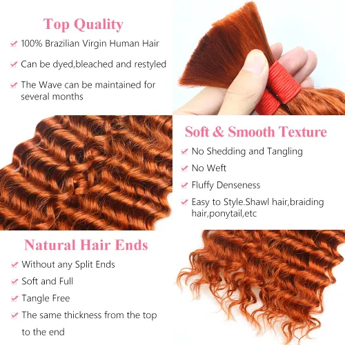 Miniatura 3 de Cabello humano virgen brasileño 100% sin procesar para trenzar, sin trama, 3.53 oz (1 paquete - 2 manojos), cabello humano virgen brasileño