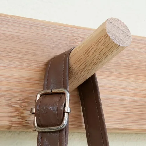 Miniatura 4 de SKOLOO Perchero de Pared de Bambú Montado en la Pared, 16 Pulgadas de Agujero a Agujero, 5 Clavos de Bambú para Pared para Colgar Ropas, Batas