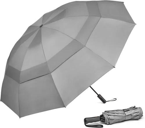 Miniatura 10 de G4Free Paraguas de golf grande de 42/46/54/62 pulgadas, paraguas compacto de viaje inverso, 10 varillas, resistente al viento para lluvia, doble