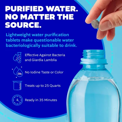 Miniatura 4 de Tabletas de purificación de agua Potable Aqua con PA Plus, solución portátil y efectiva para camping, senderismo, emergencias, desastres naturales