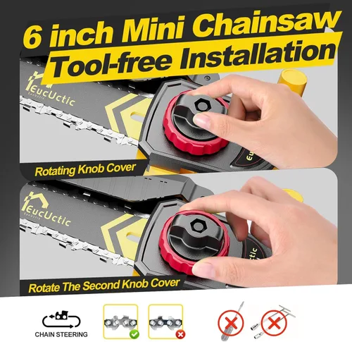 Miniatura 6 de Mini motosierra inalámbrica de 6 pulgadas, motosierra pequeña con batería de 2.0 Ah, motosierra eléctrica de mano, ligera, segura para cortar