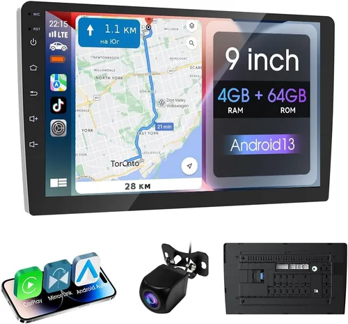 Miniatura 9 de Haudio Estéreo inalámbrico de doble DIN de 9 pulgadas para automóvil, con Apple CarPlay y pantalla de radio Android Auto, con Mirror Link, Bluetooth