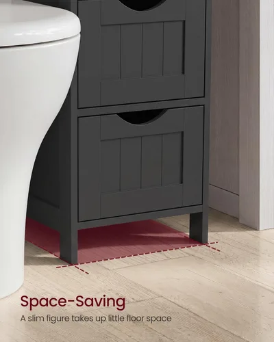 Miniatura 5 de VASAGLE Slim Bathroom Storage Cabinet, MDF Freestanding Floor Organizer with 4 Drawers, Narrow Laundry Room Storage, 11.8 x 11.8 x 32.4 Inch, Black