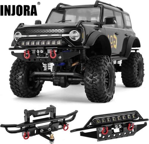 Miniatura 6 de INJORA Parachoques delantero de aluminio CNC para 1/18 RC Crawler TRX4M Bronco Upgrade (4M-43)